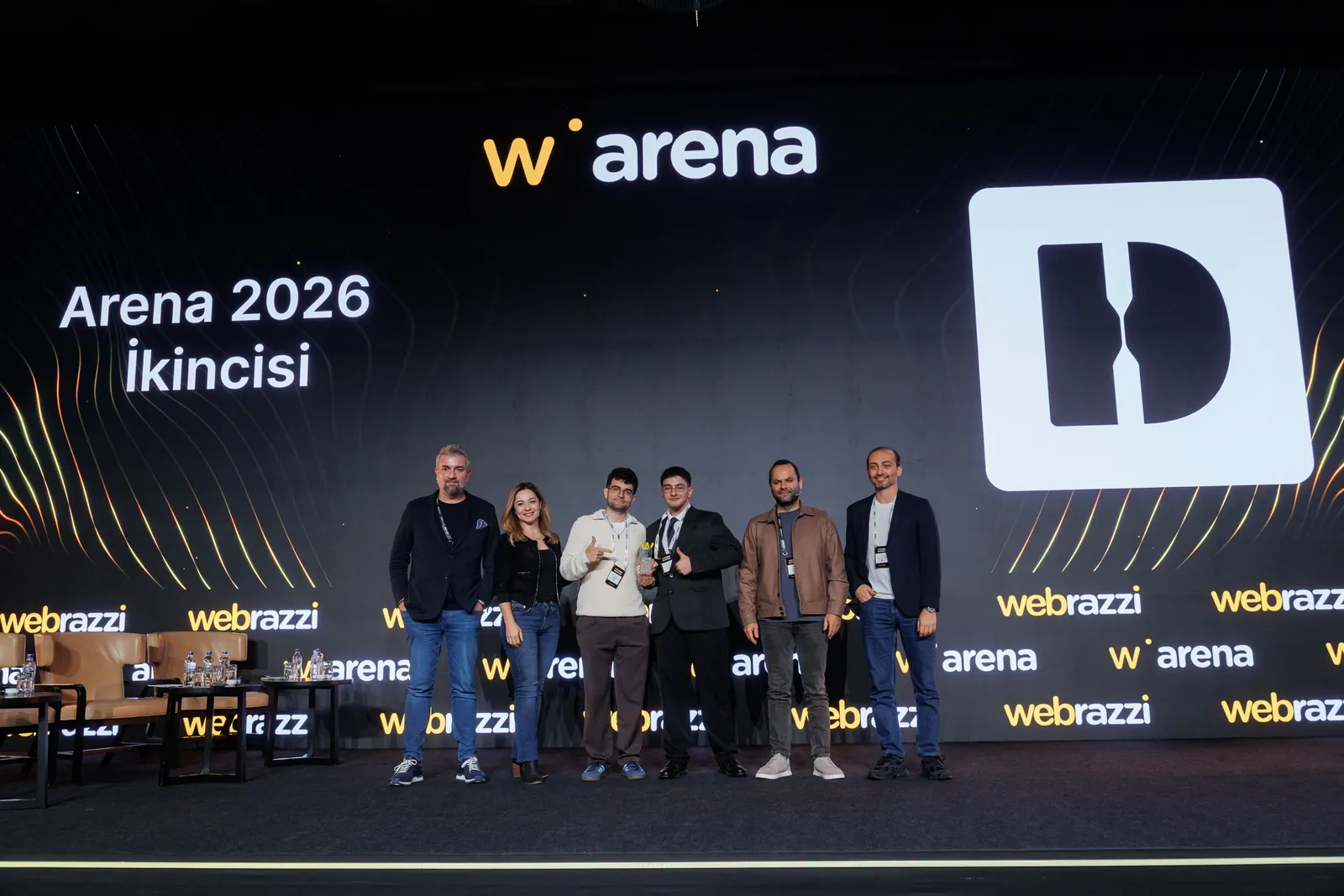 The Derbent team on stage as Webrazzi Arena 2026 runner-up